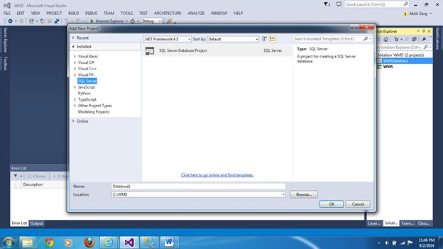 Creating Sql Server Database Project